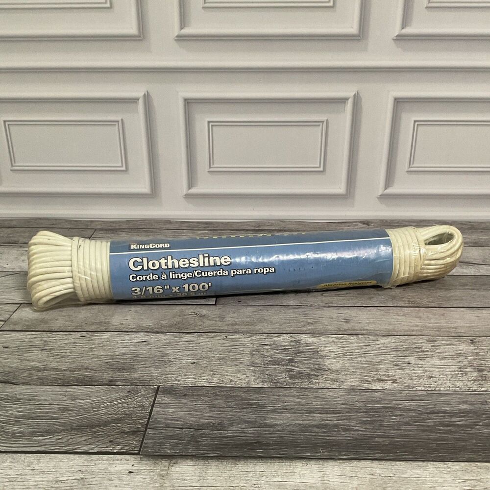 KingCord Plastic Clothesline 3/16 in x 100 ft White Abrasion Resistant 22 lb